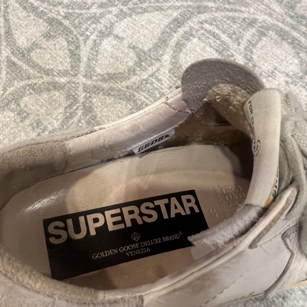 Golden Goose White Sneakers Mohair Calfskin Texture with gray STAR - Picture 6 of 6